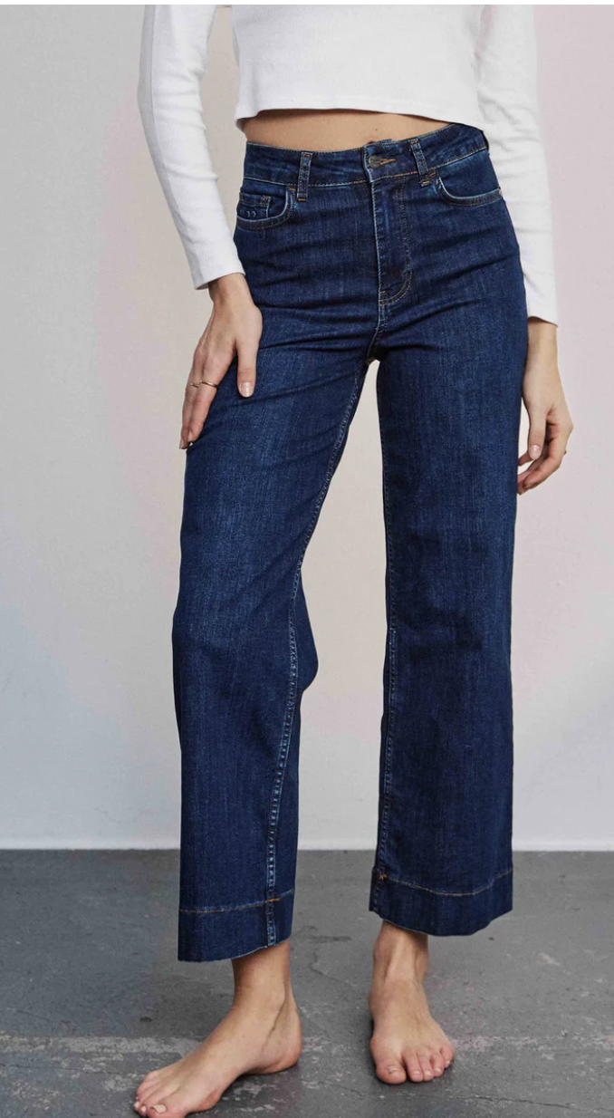 NUPARIS CROPPED JEANS - Dark Blue Denim