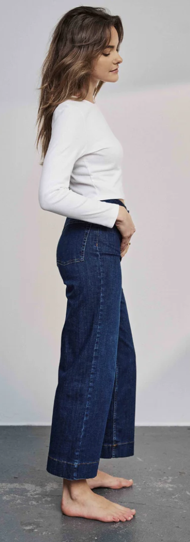 NUPARIS CROPPED JEANS - Dark Blue Denim