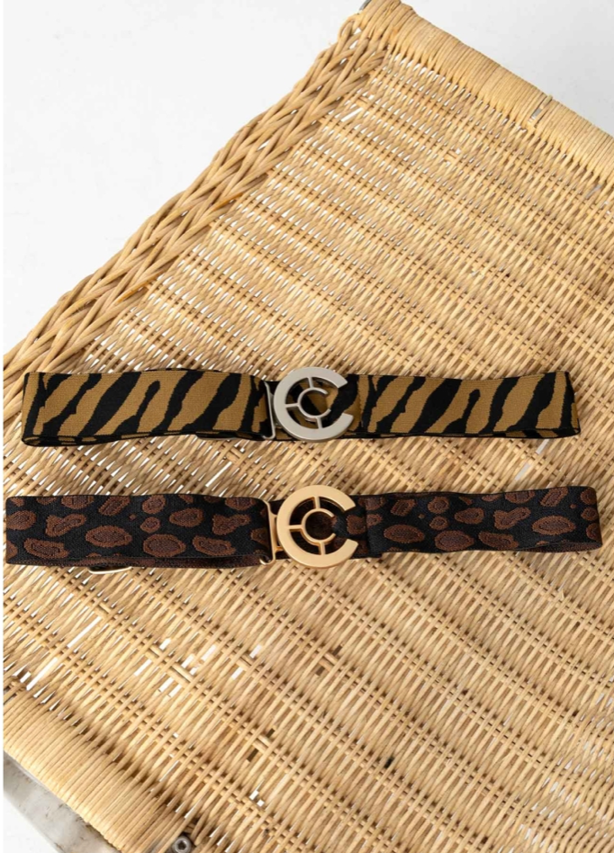 ANIMAL PRINT CC LOGO BELT