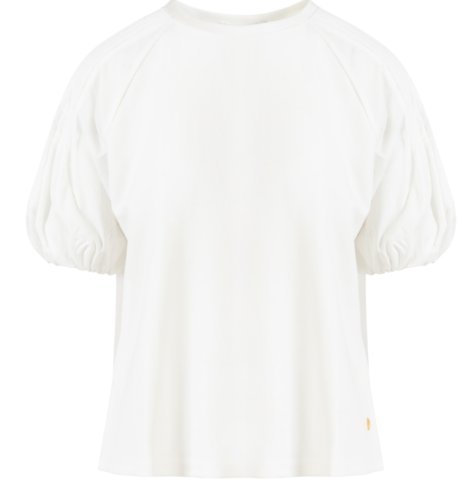 T-SHIRT WITH PLEATED SLEEVES
