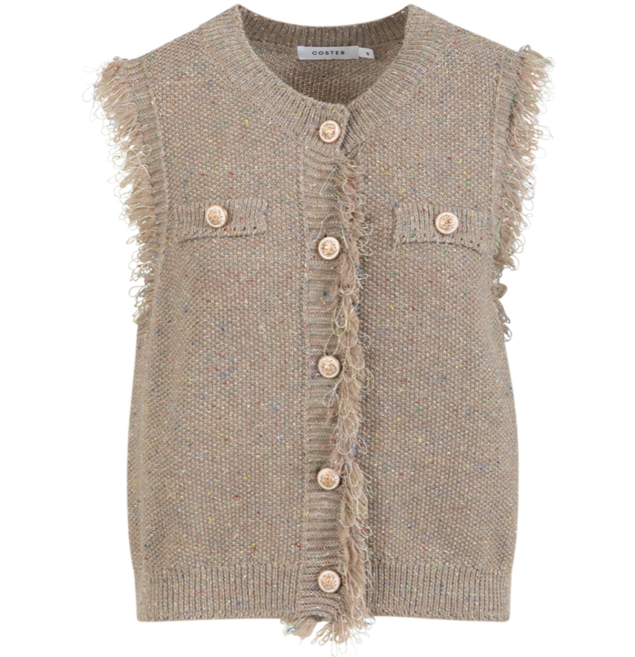SAND LUREX KNIT VEST