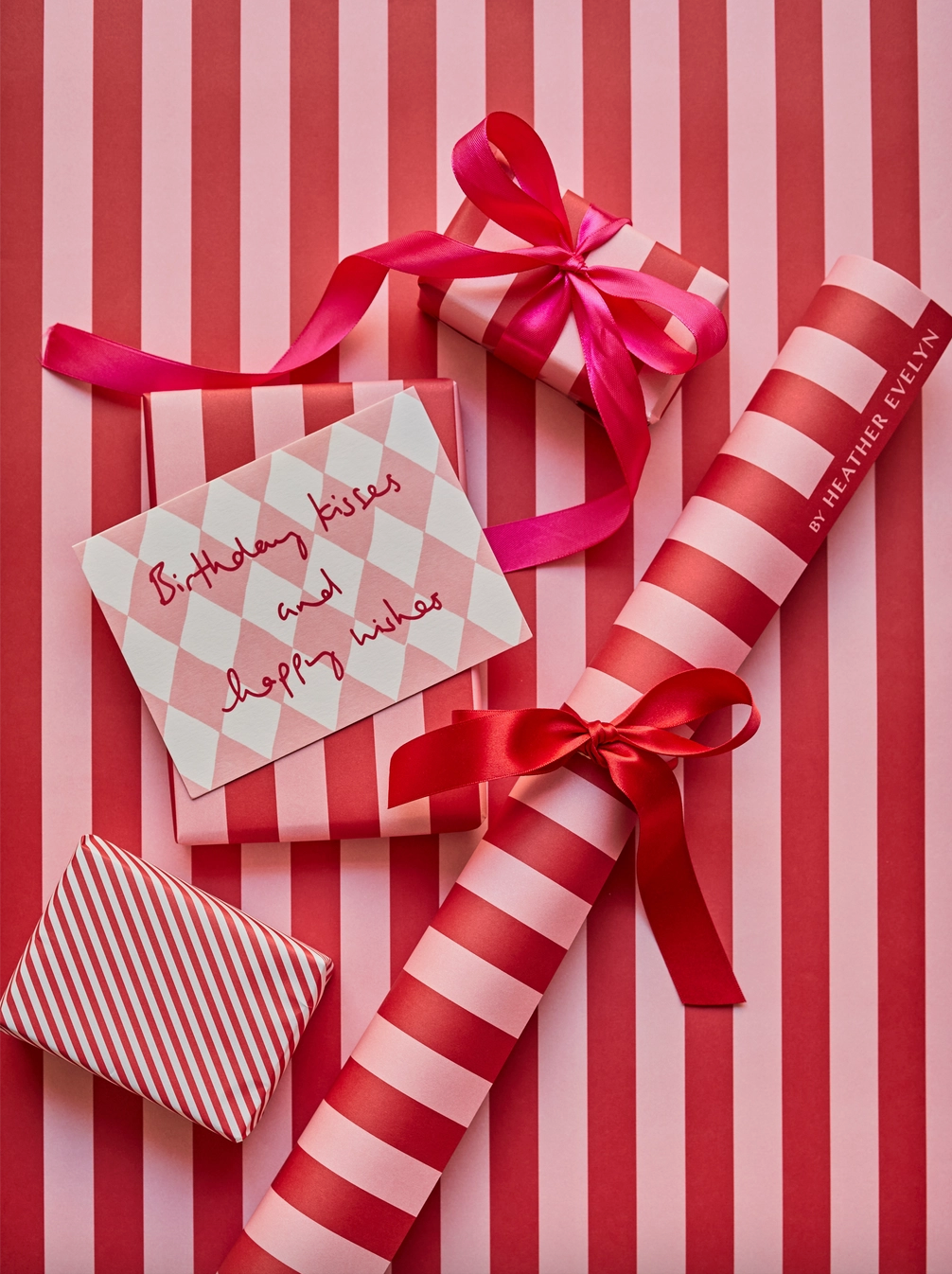 Red & Pink Stripe Gift Wrap