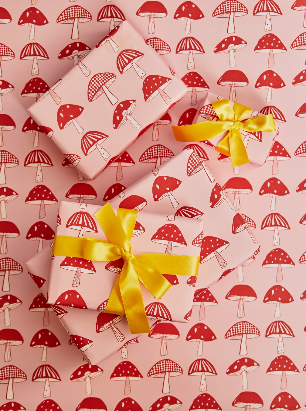 Mushroom Pink & Red Gift Wrap