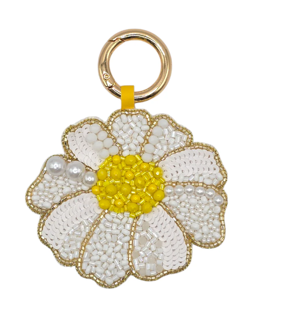 Daisy Beaded Bag Charm