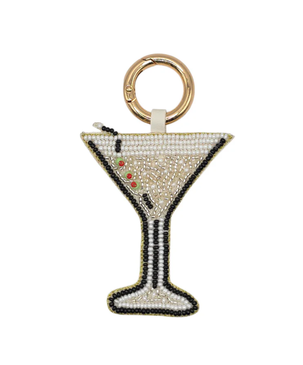 Beaded Sparkle Martini Glass Bag Charm