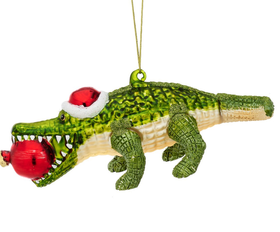 Santa Alligator Shaped Bauble
