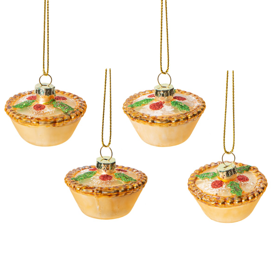 Mini Mince Pie Shaped Baubles - Set of 4