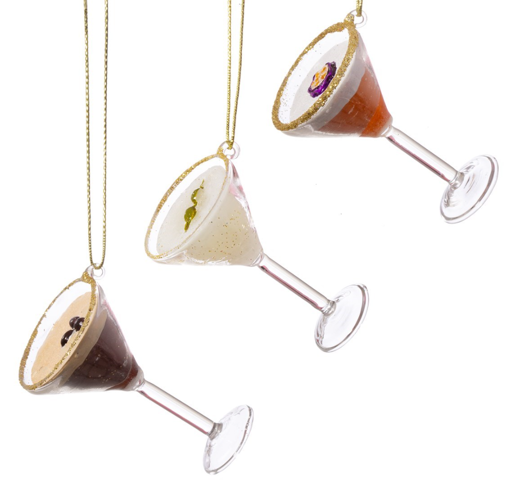 Martini Cocktail Baubles - Set of 3