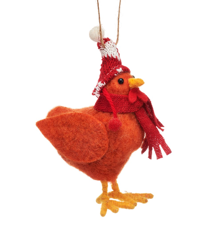 Chicken with Woolly Hat Hanging Decoration