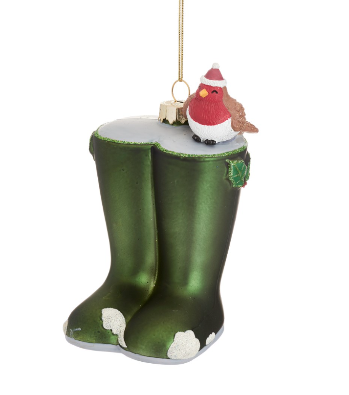 Christmas Wellies Shaped Bauble