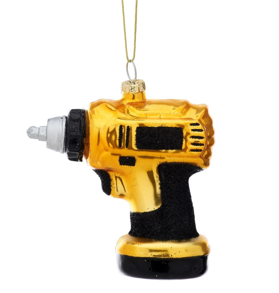 Black and Gold Drill Shaped Bauble