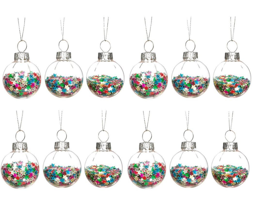 Mini Disco Stars Baubles - Set of 12