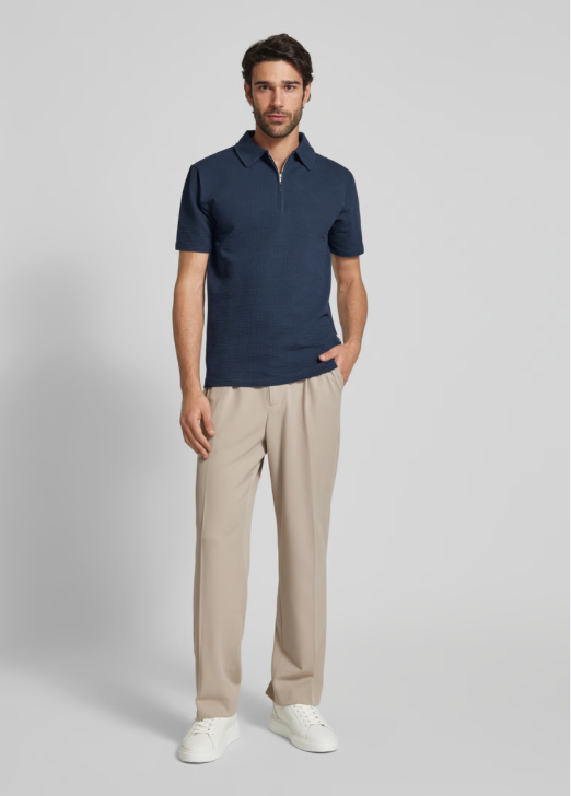 SLHSANDER SERRSUCKER ZIP POLO - Sky Captain