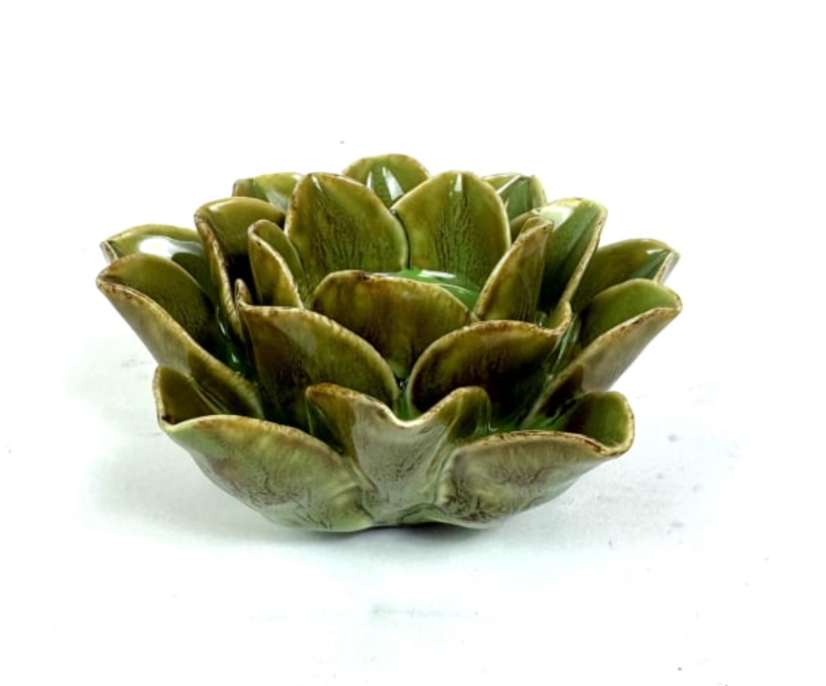 MOTTLED FLORAL CERAMIC TEALIGHT HOLDER