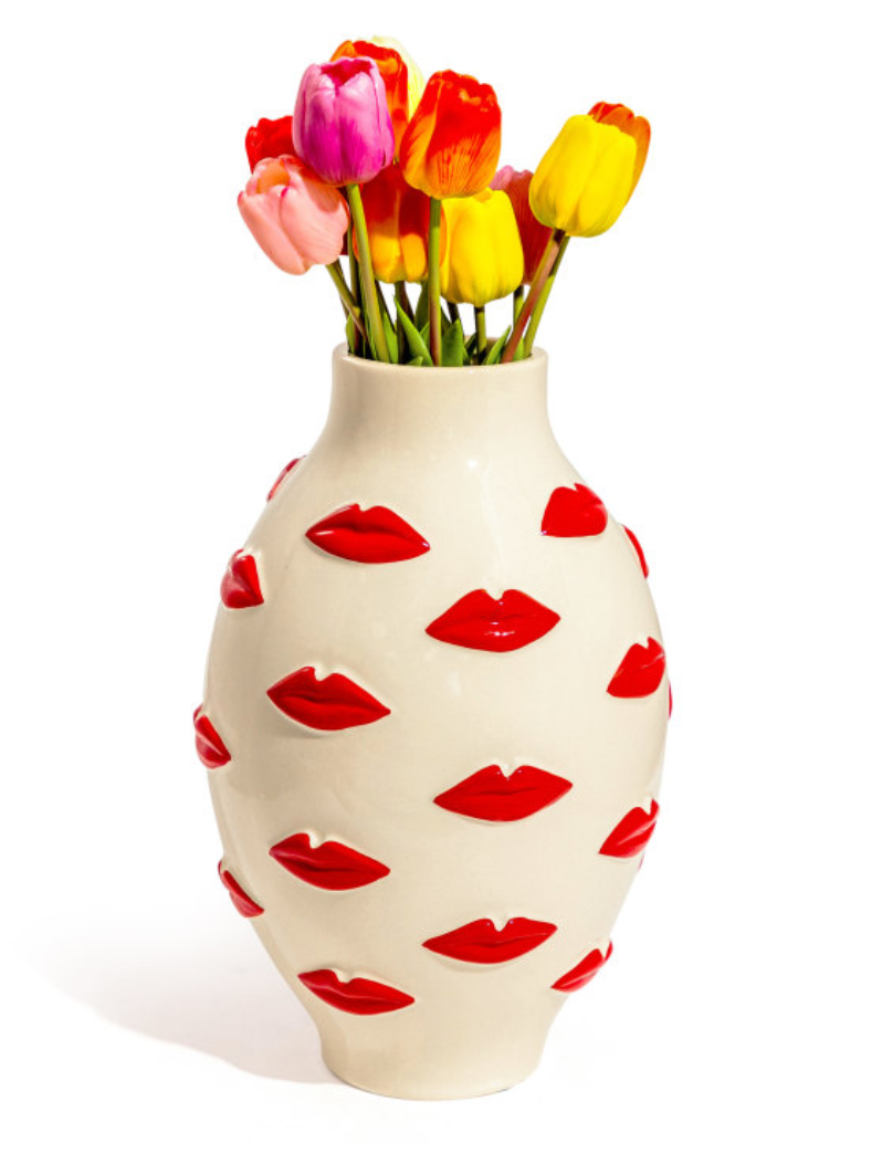 RED LIPS CERAMIC VASE