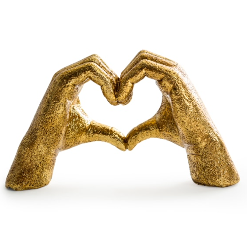 GOLD HEART HANDS ORNAMENT