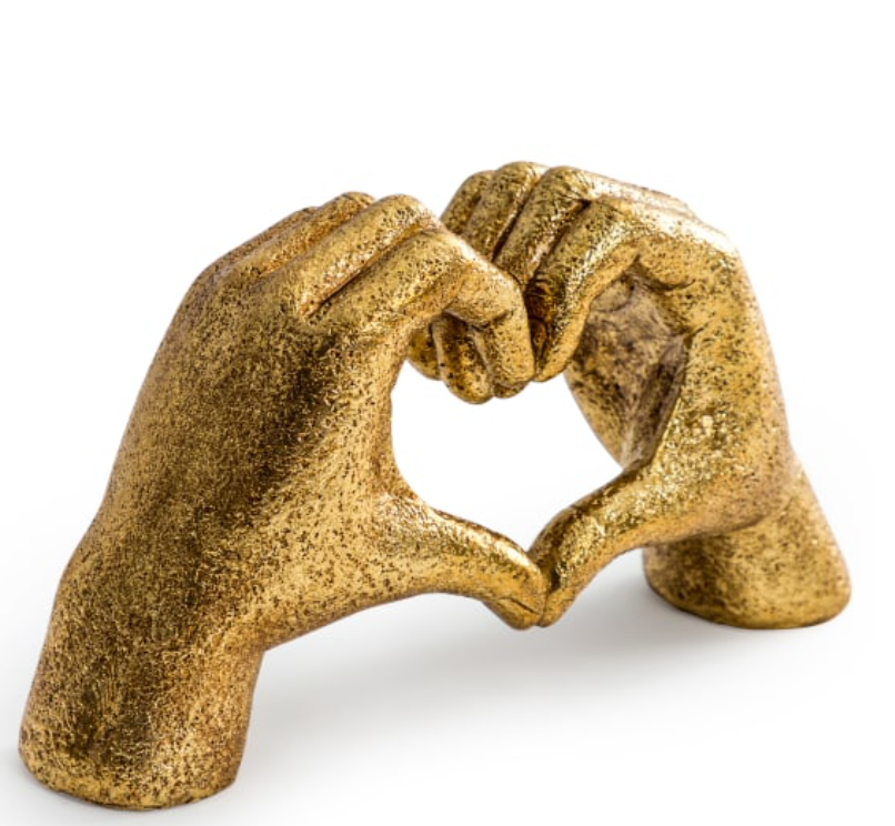 GOLD HEART HANDS ORNAMENT