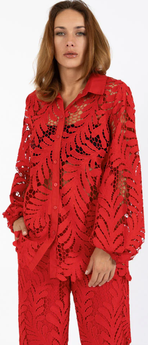 LACE SHIRT - SCARLETT RED