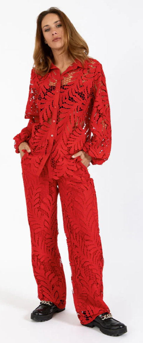 LACE SHIRT - SCARLETT RED
