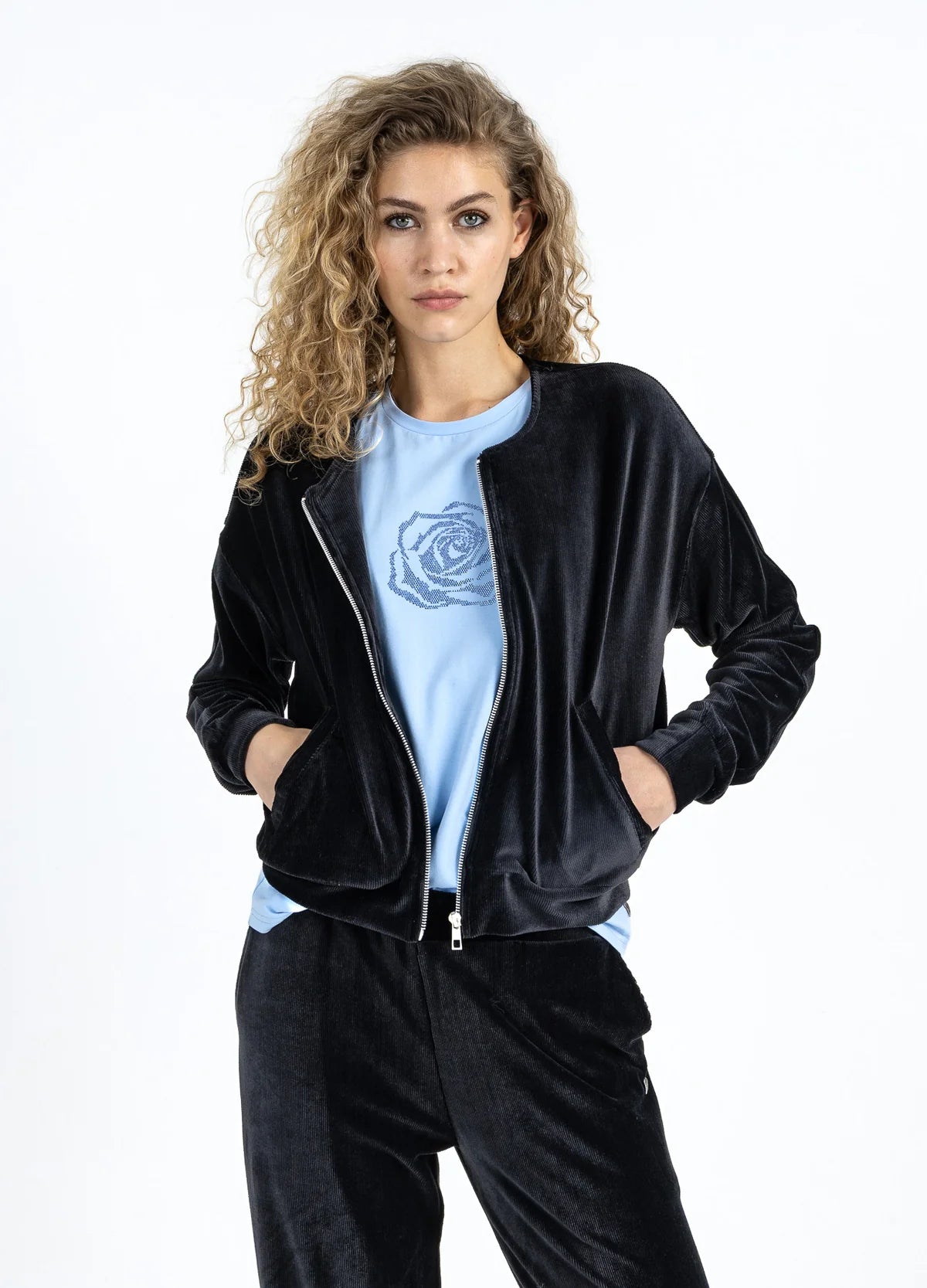 Velvet Zipper Puffer