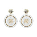 Mini White Mix Beaded Circle Earrings