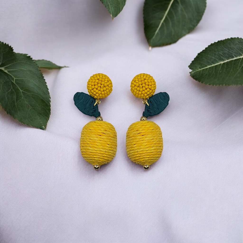 Mini Raffia Lemon Drop Earrings
