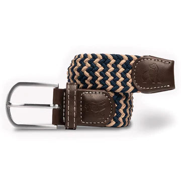 Beige / Blue Zigzag Woven Belt