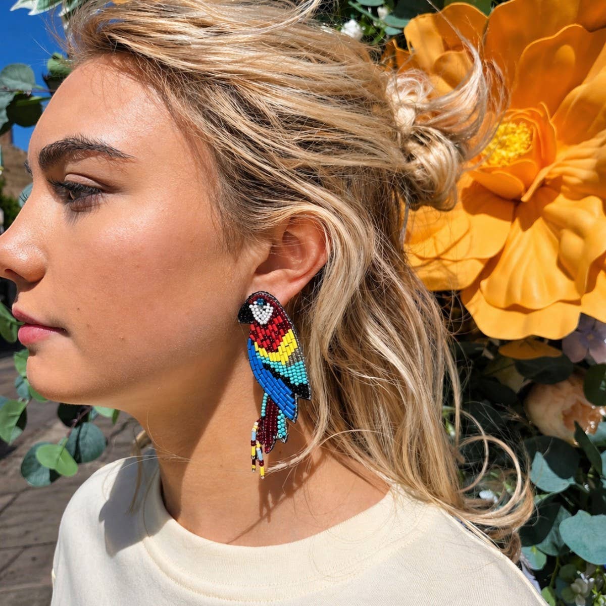 Beaded Parrot Earrings