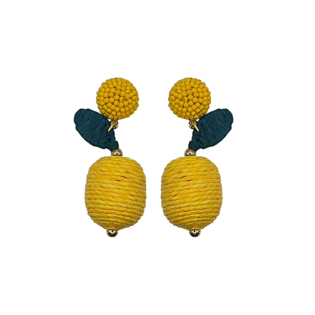 Mini Raffia Lemon Drop Earrings