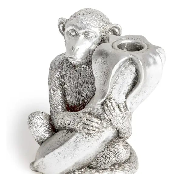 ANTIQUE MONKEY AND BANANA CANDLE HOLDER