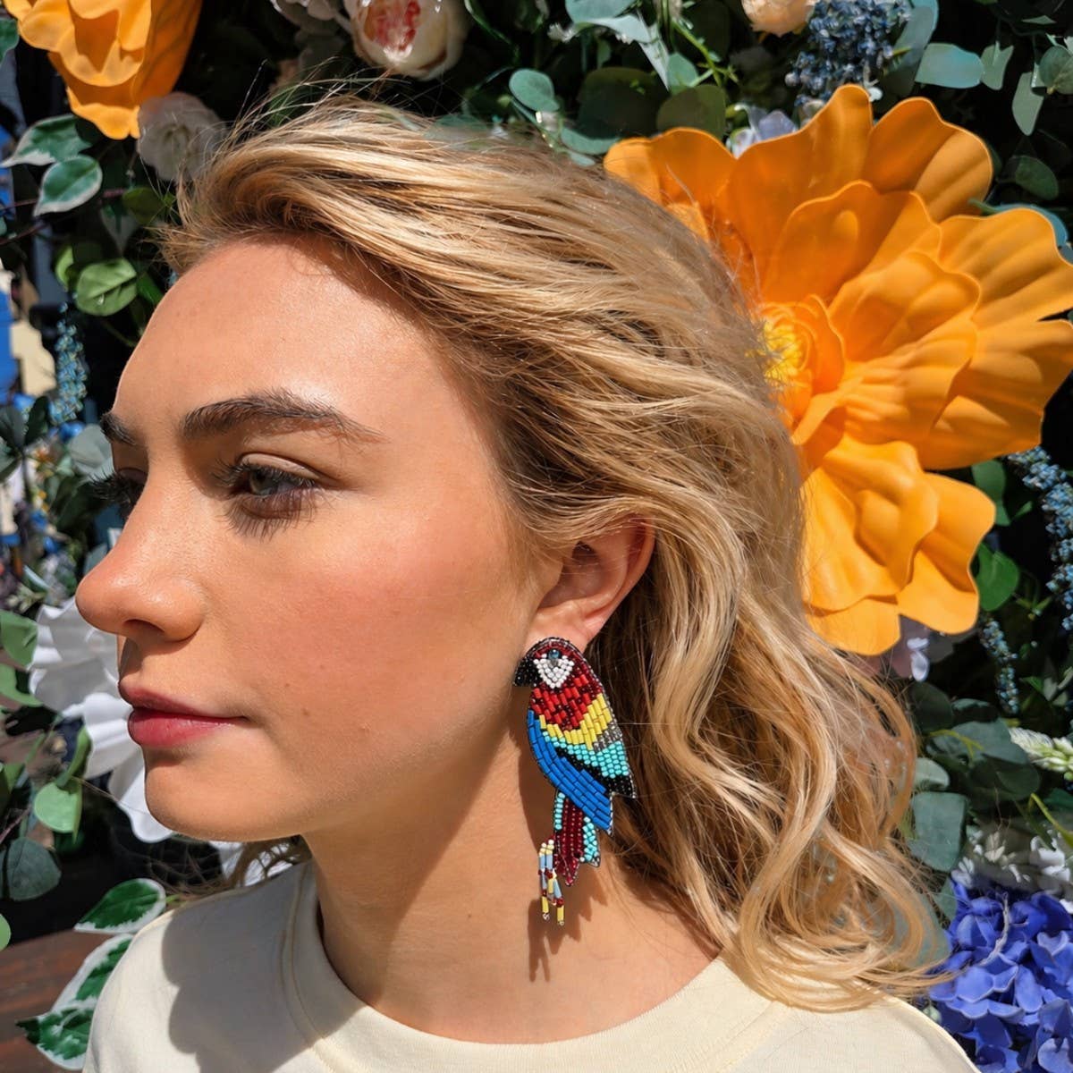 Beaded Parrot Earrings