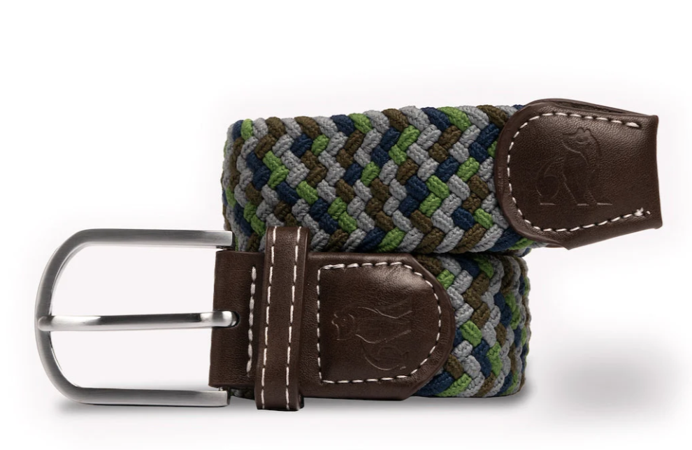 Recycled Woven Belt - Green & Blue Zig Zag