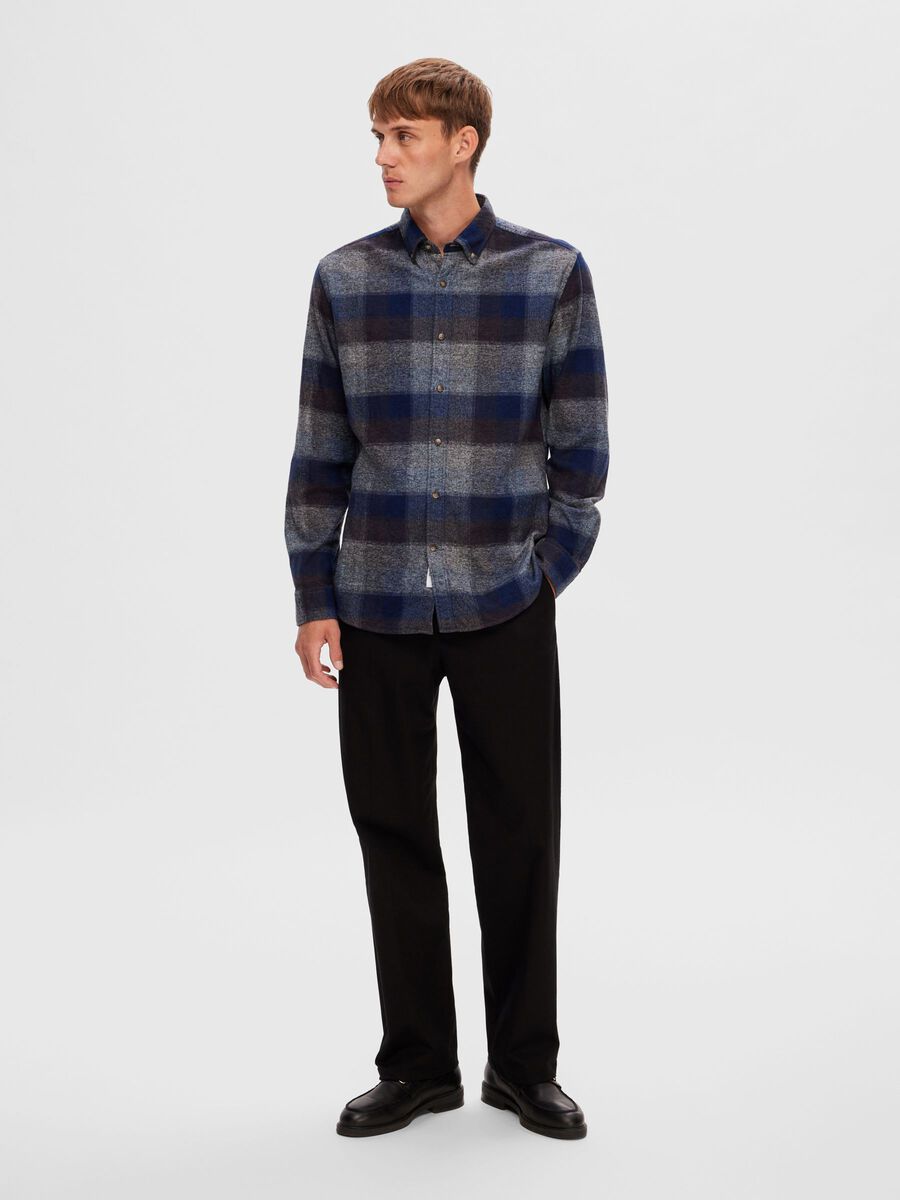 FANNEL CHECK LS SHIRT - Dark Blue