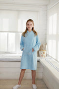 Children’s Hooded Towelling Robe - Sky/White