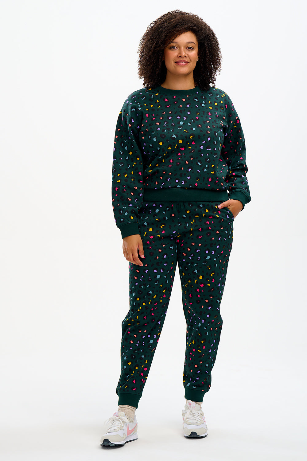 Ashley Joggers - Green, Rainbow Leopard