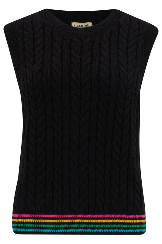 Myrtle Cable Knit Vest - Black