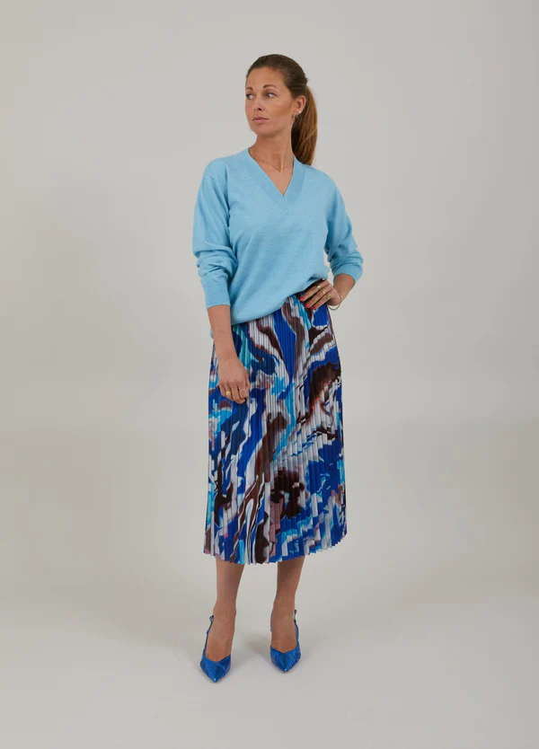 V-Neck Knit - Coastal Blue
