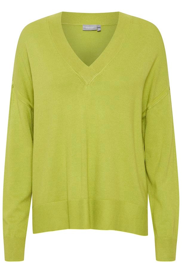 Knitted V-Neck Pullover - Dark Citron
