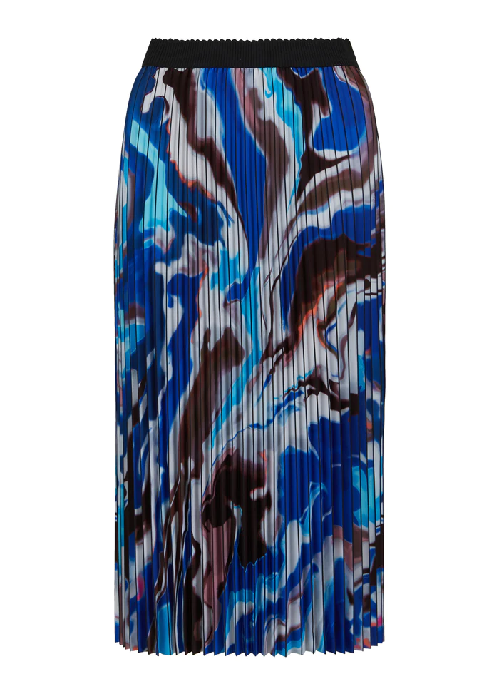 Plisse Flow Print Skirt