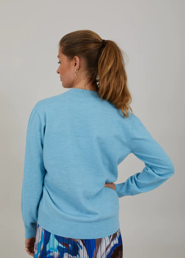 V-Neck Knit - Coastal Blue