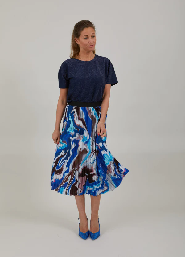 Plisse Flow Print Skirt