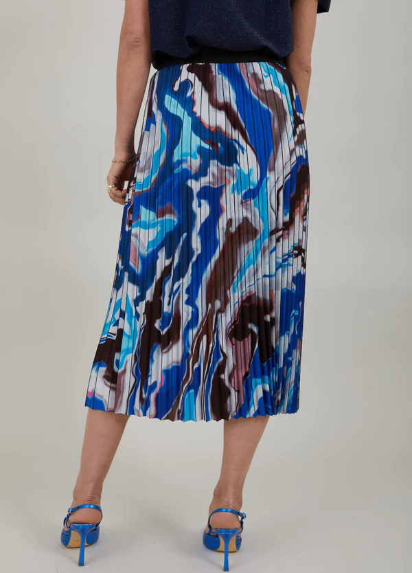 Plisse Flow Print Skirt