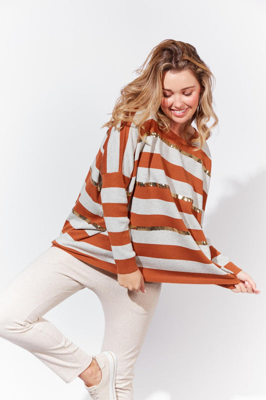 St Moritz Jumper - Maple Stripe