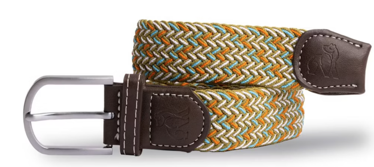 Recycled Woven Belt - Khaki & Blue