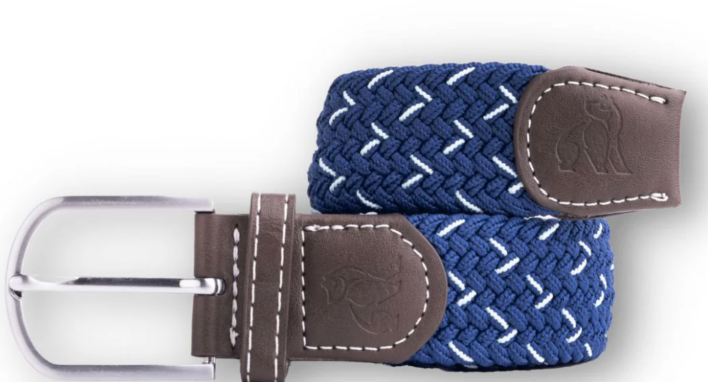 Recycled Woven Belt - Navy/White Stripe