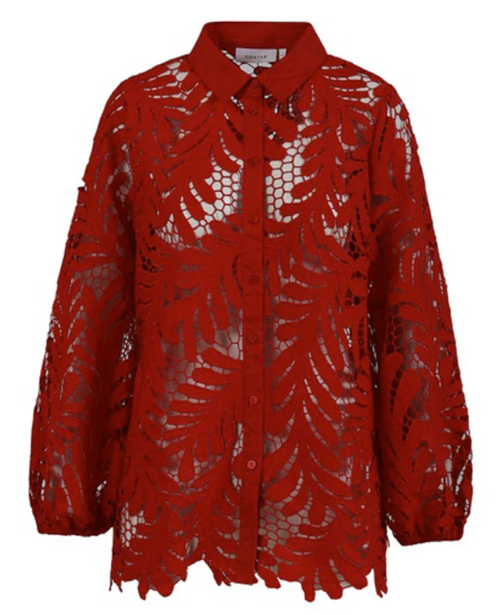 LACE SHIRT - SCARLETT RED
