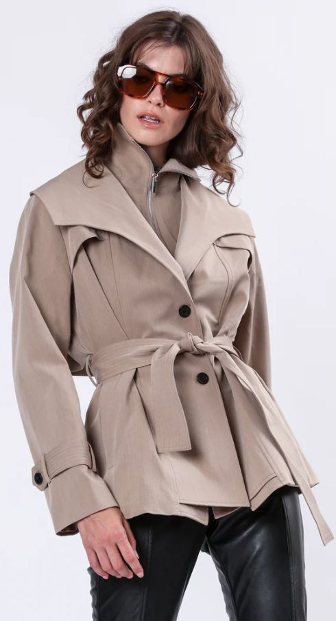 RHODIUM TRENCHCOAT TAUPE