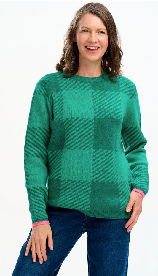Rayna Jumper - Green Checkerboard