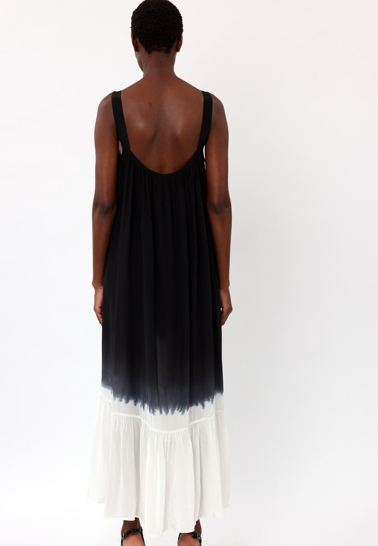 Black Dip Dye Printed Maxi Dress