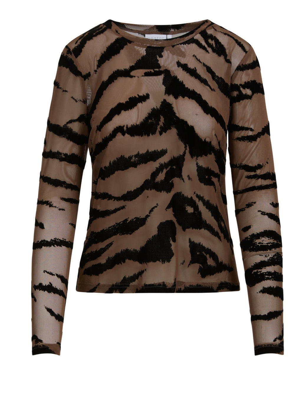 Zebra Print Mesh Top - Brown